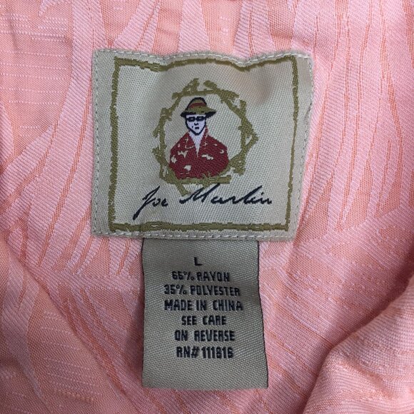 Joe Marlin Mens Peach Tropical Palm Print Hawaiian Button Shirt Orange Sz Large - Picture 6 of 8